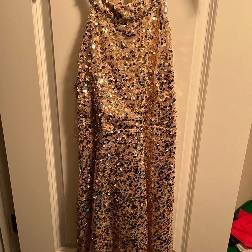 Gold sequin cocktail dress